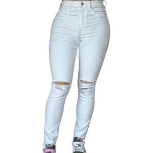 H&M SKINNY RIPPED WHITE JEANS